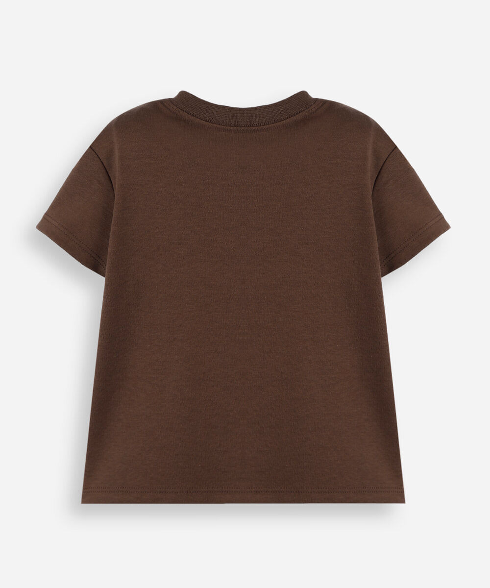 camiseta infantil manga curta algodão peruano marrom
