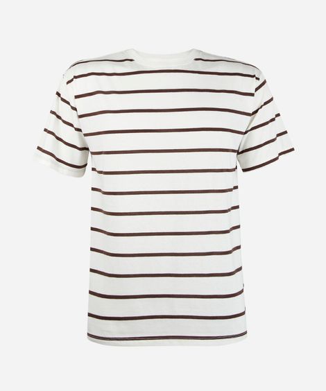 camiseta juvenil manga curta listrada off white