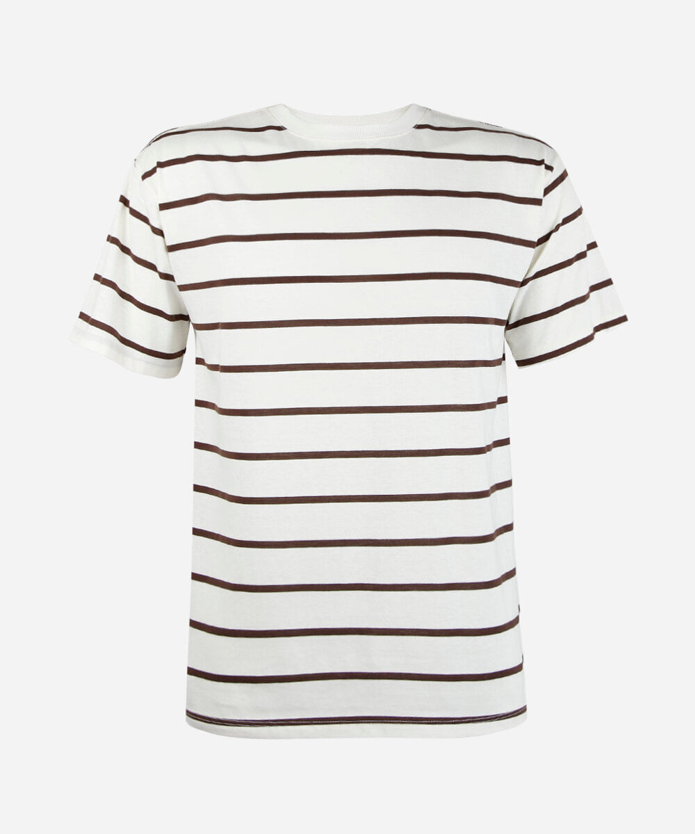 camiseta juvenil manga curta listrada off white