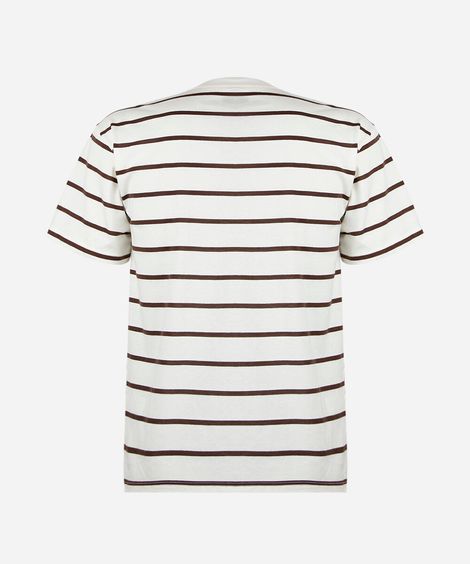 camiseta juvenil manga curta listrada off white