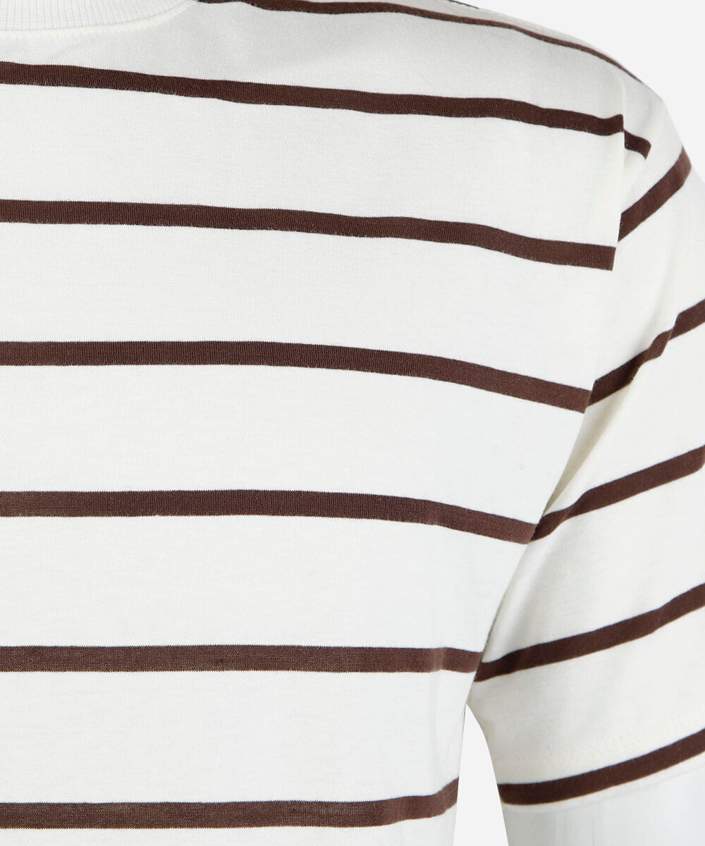 camiseta juvenil manga curta listrada off white