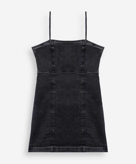 vestido juvenil alcinha jeans curto cinza