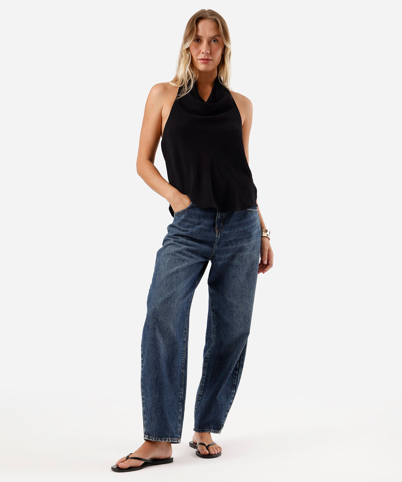 blusa frente única feminina com viscose decote degagê preta