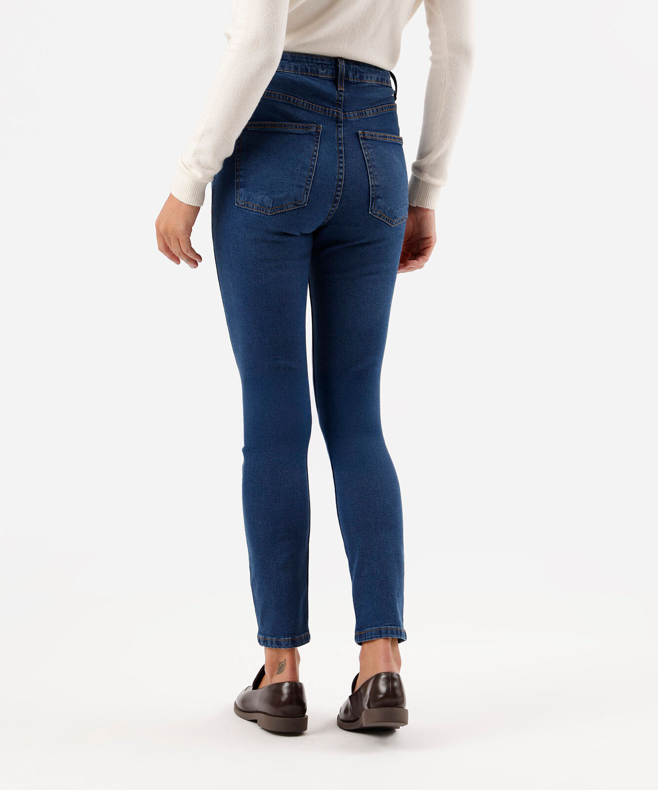 calça skinny feminina jeans cintura alta azul