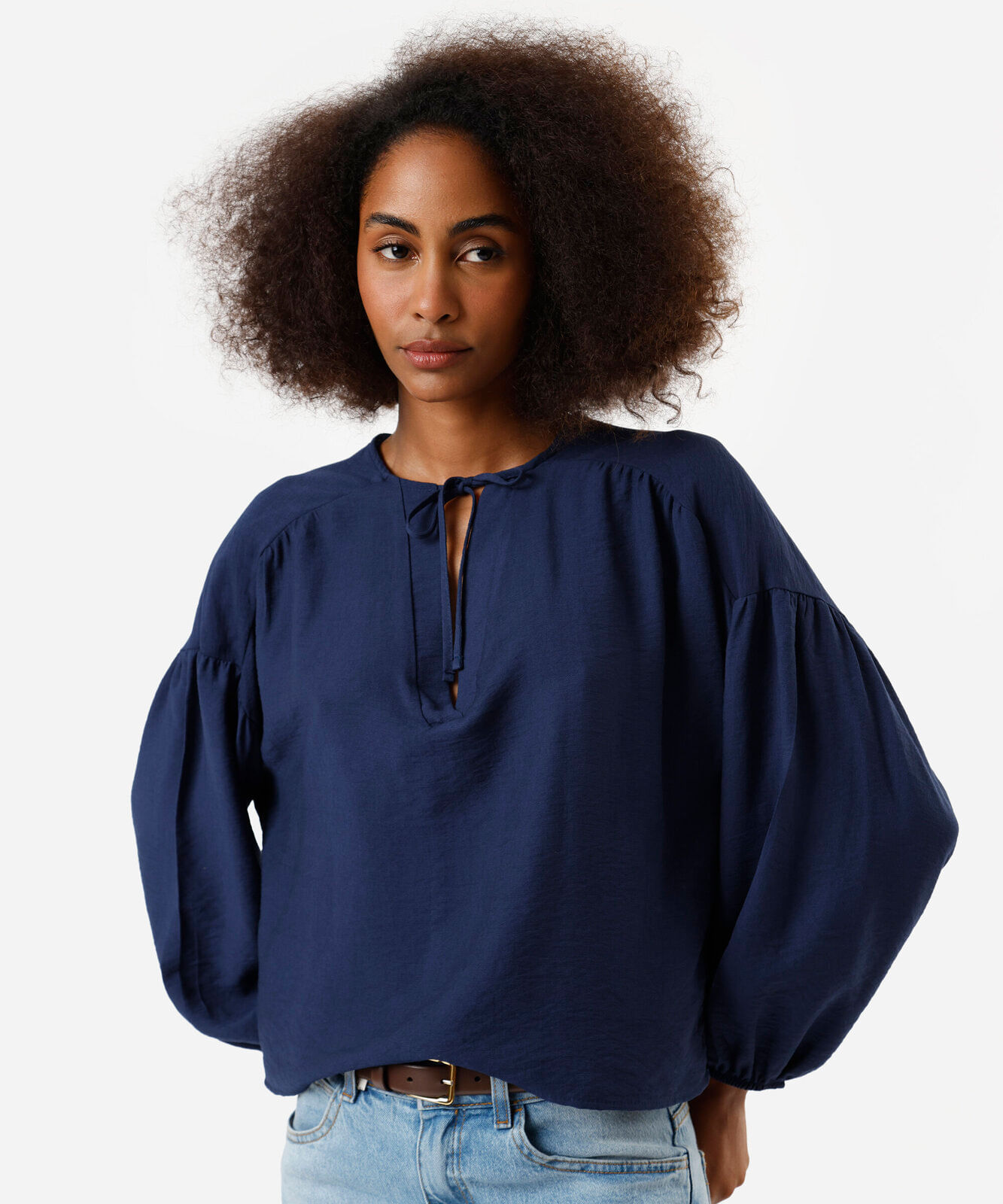 bata feminina com viscose manga longa azul