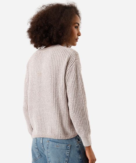 suéter feminino de tricot chenille bege