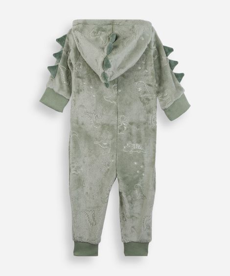 pijama macacão infantil de fleece dino verde