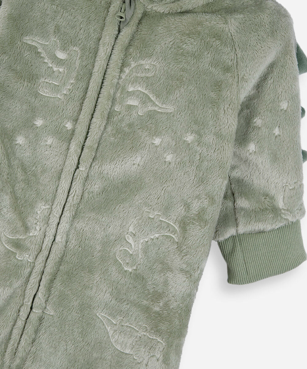 pijama macacão infantil de fleece dino verde