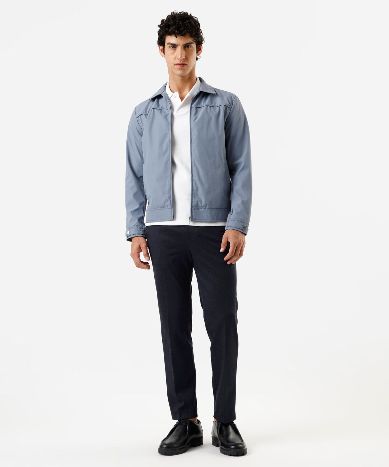 jaqueta de nylon leve - azul