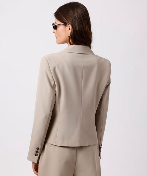 blazer de alfaiataria feminino acinturado cropped mindset bege