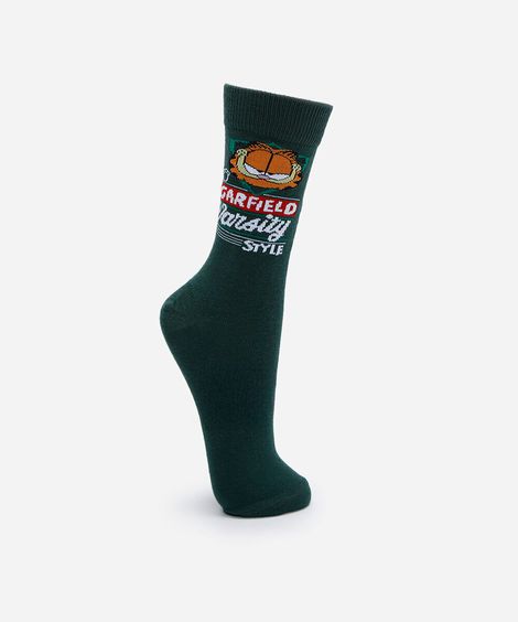 meia masculina cano longo garfield verde
