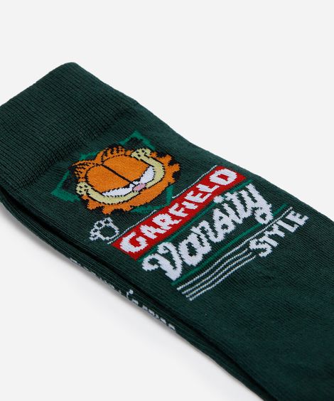 meia masculina cano longo garfield verde