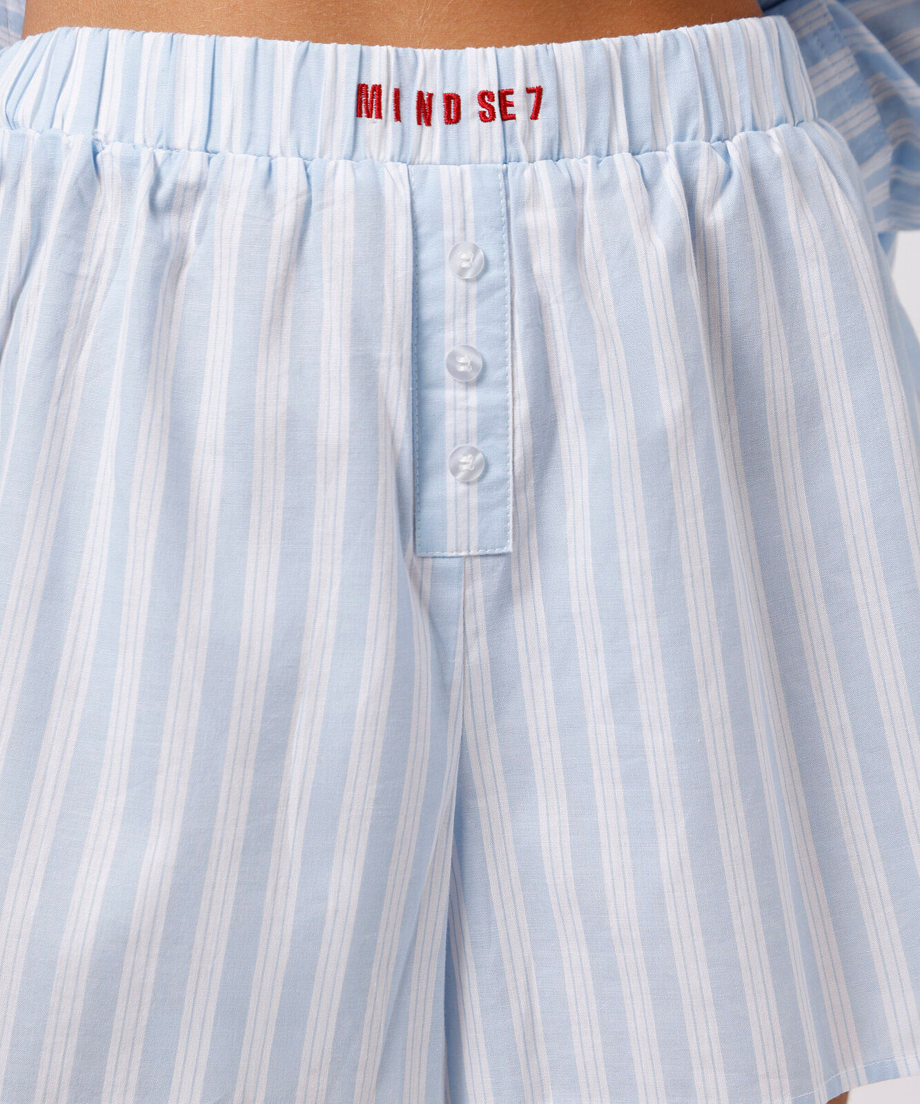 short boxer de pijama avulso feminino em algodão listrado mindset azul