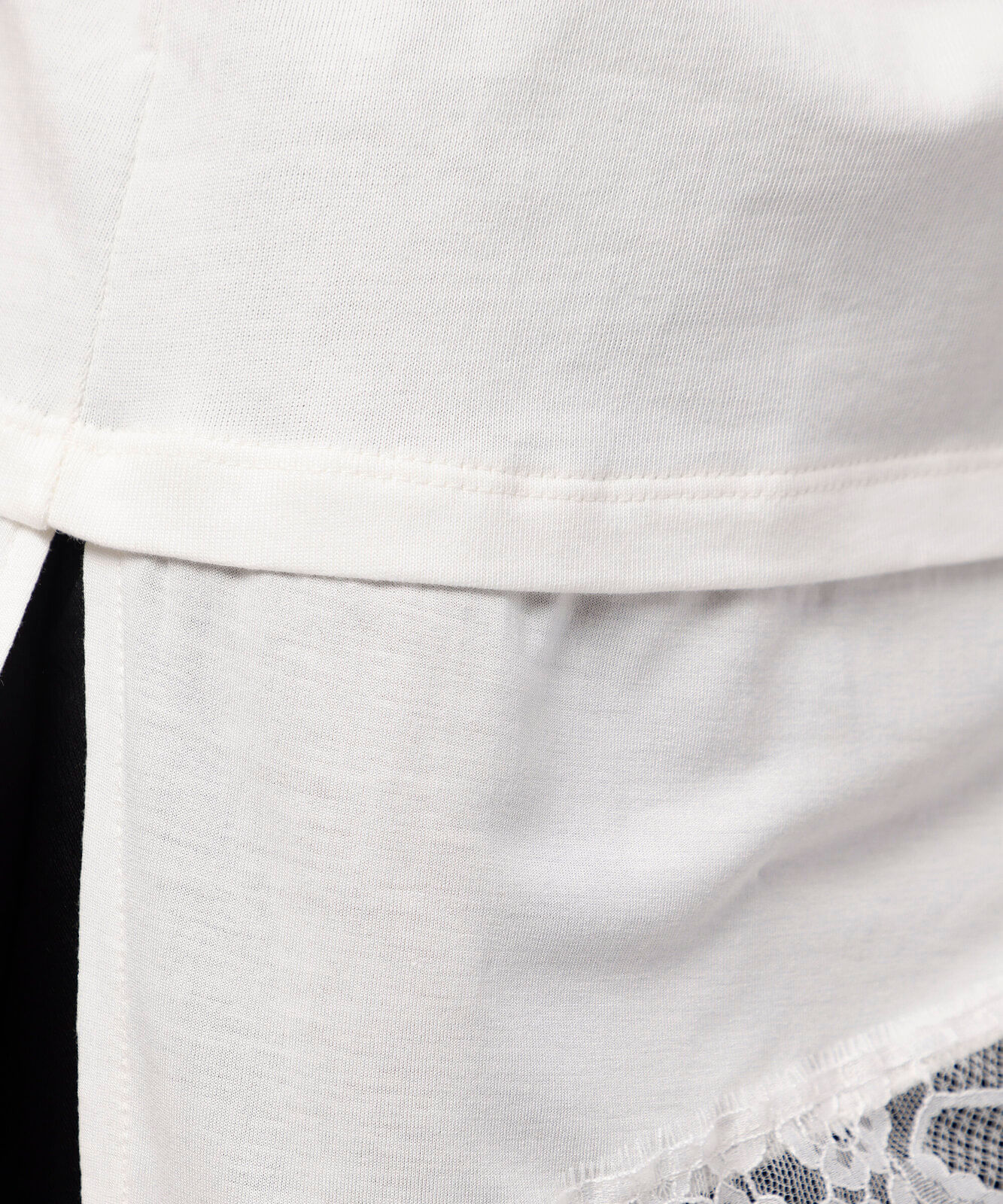 camiseta alongada feminina de algodão com renda mindset off white