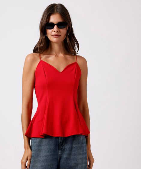 regata peplum feminina alça fina mindset vermelha