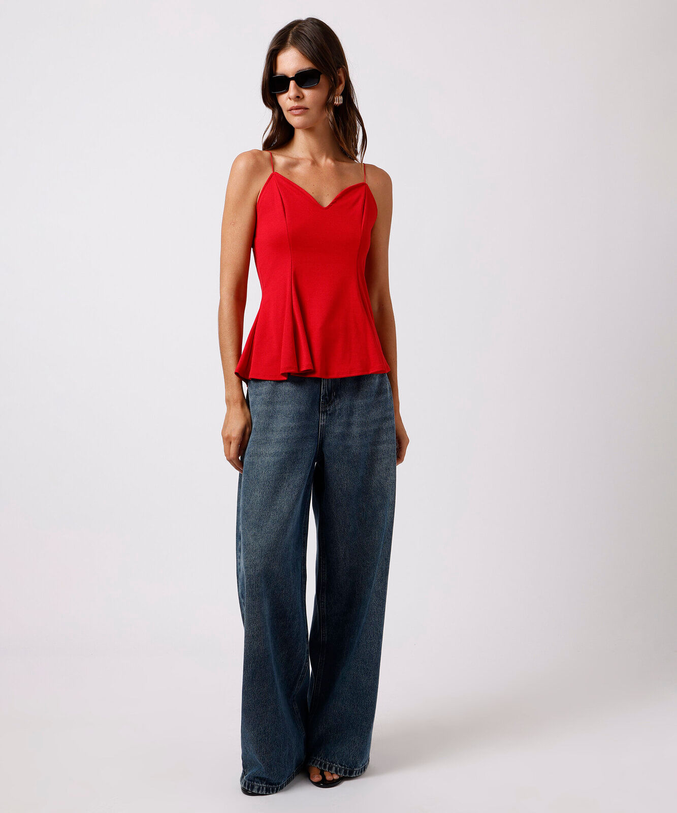 regata peplum feminina alça fina mindset vermelha