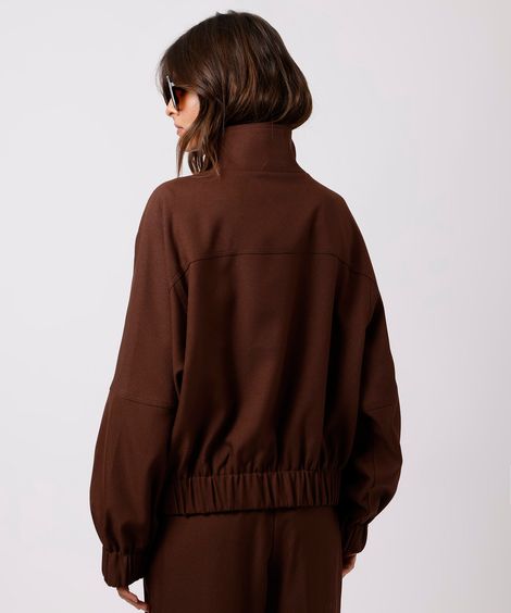 jaqueta bomber feminina gola funnel neck mindset marrom