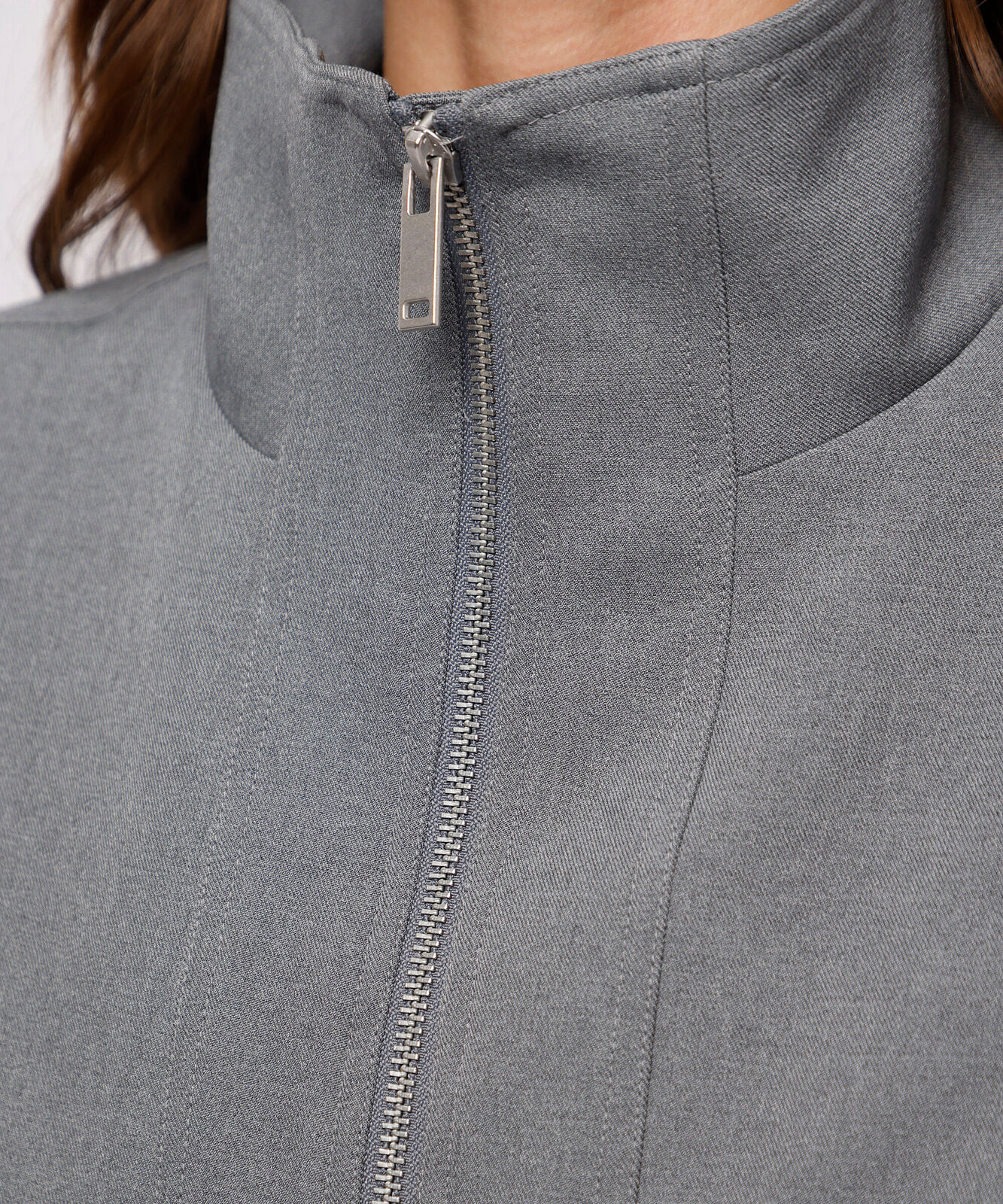 jaqueta bomber feminina gola funnel neck mindset cinza