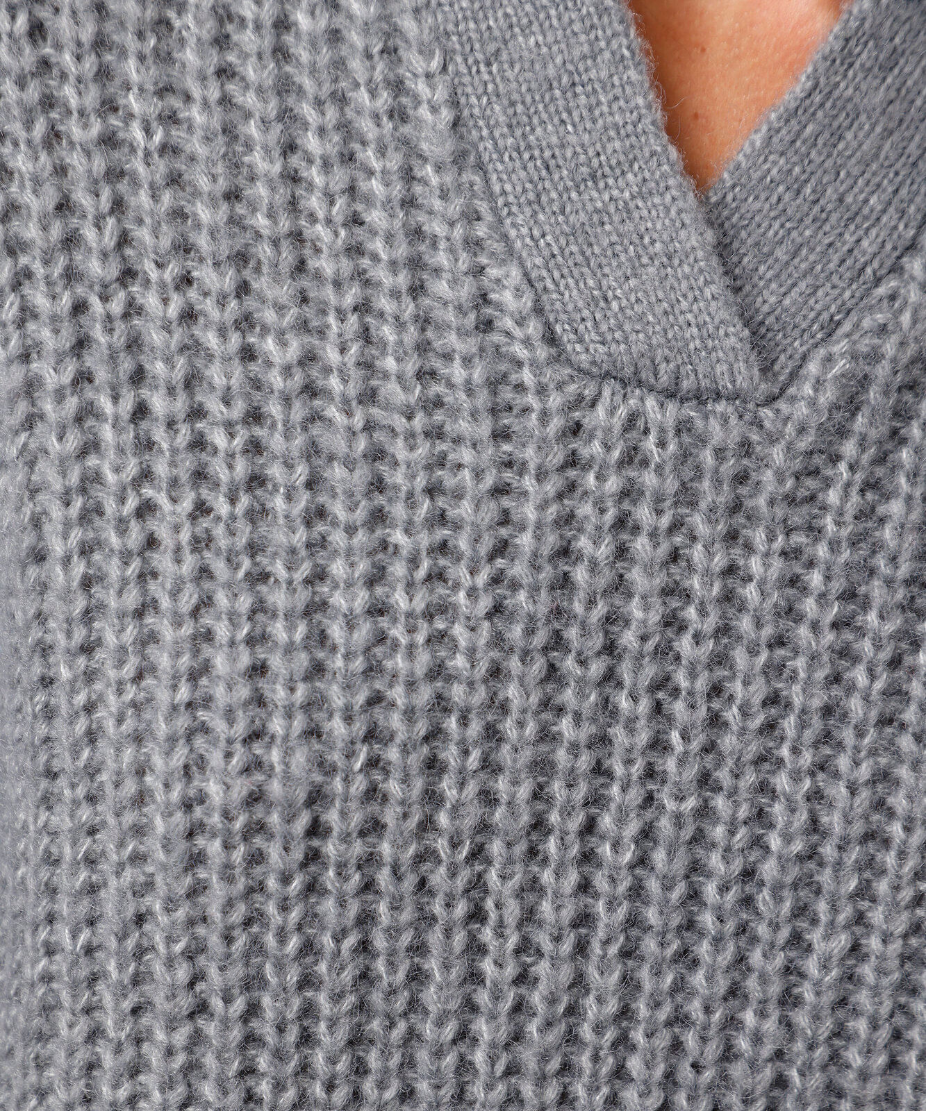 polo oversized feminina de tricot mindset cinza
