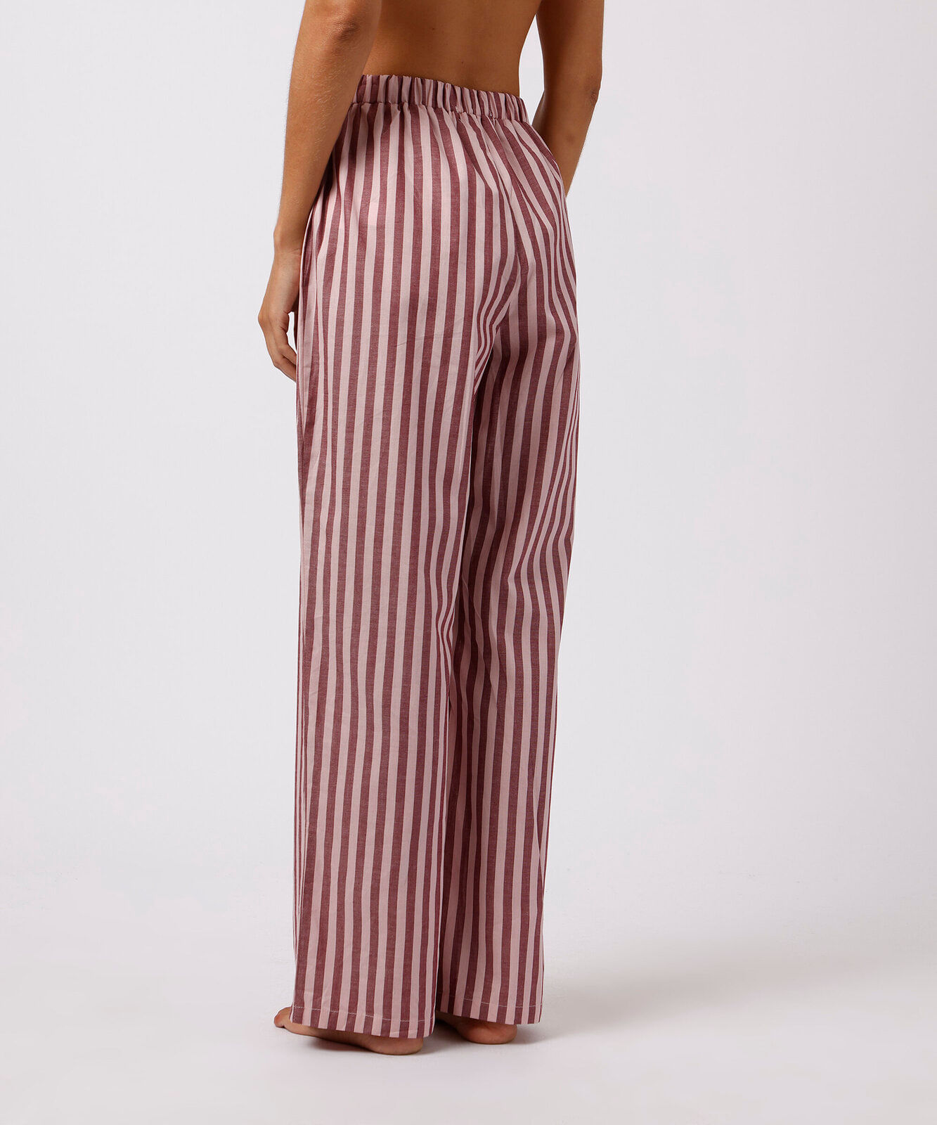 calça de pijama avulsa feminina de algodão listrada mindset vinho