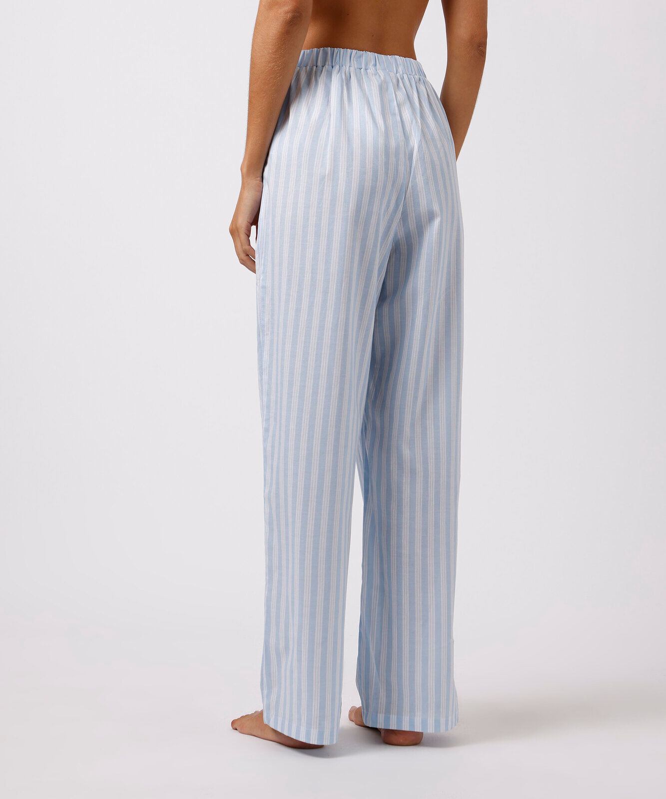 calça de pijama avulsa feminina de algodão listrada mindset azul