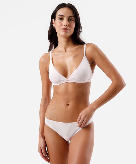 kit de sutiã e calcinha feminino de algodão rosa
