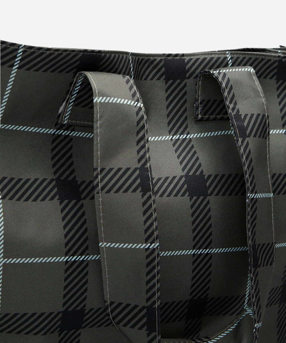 bolsa tote estampada xadrez verde