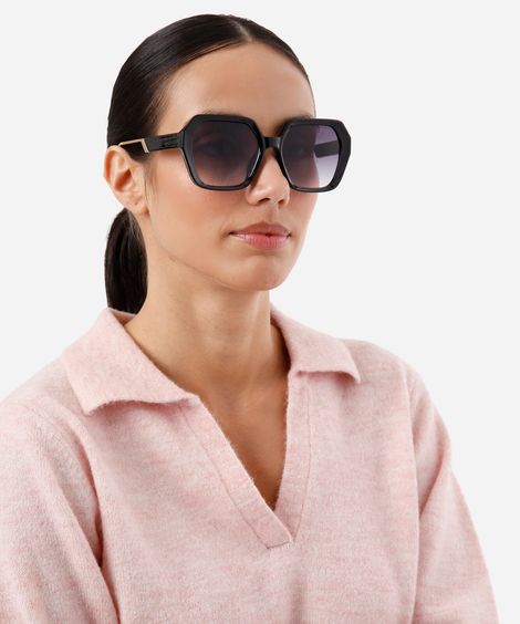óculos de sol feminino quadrado de acetato triton preto
