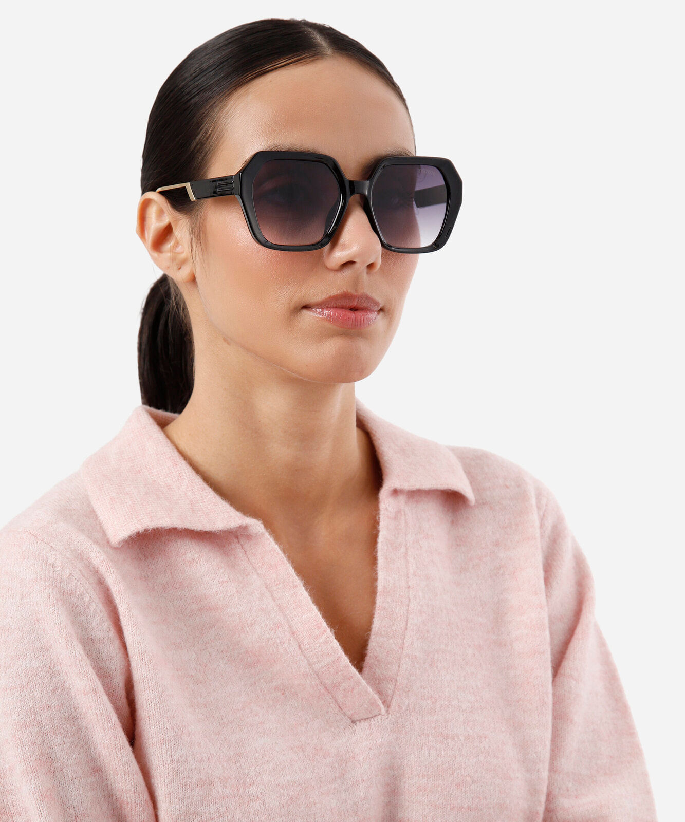 óculos de sol feminino quadrado de acetato triton preto