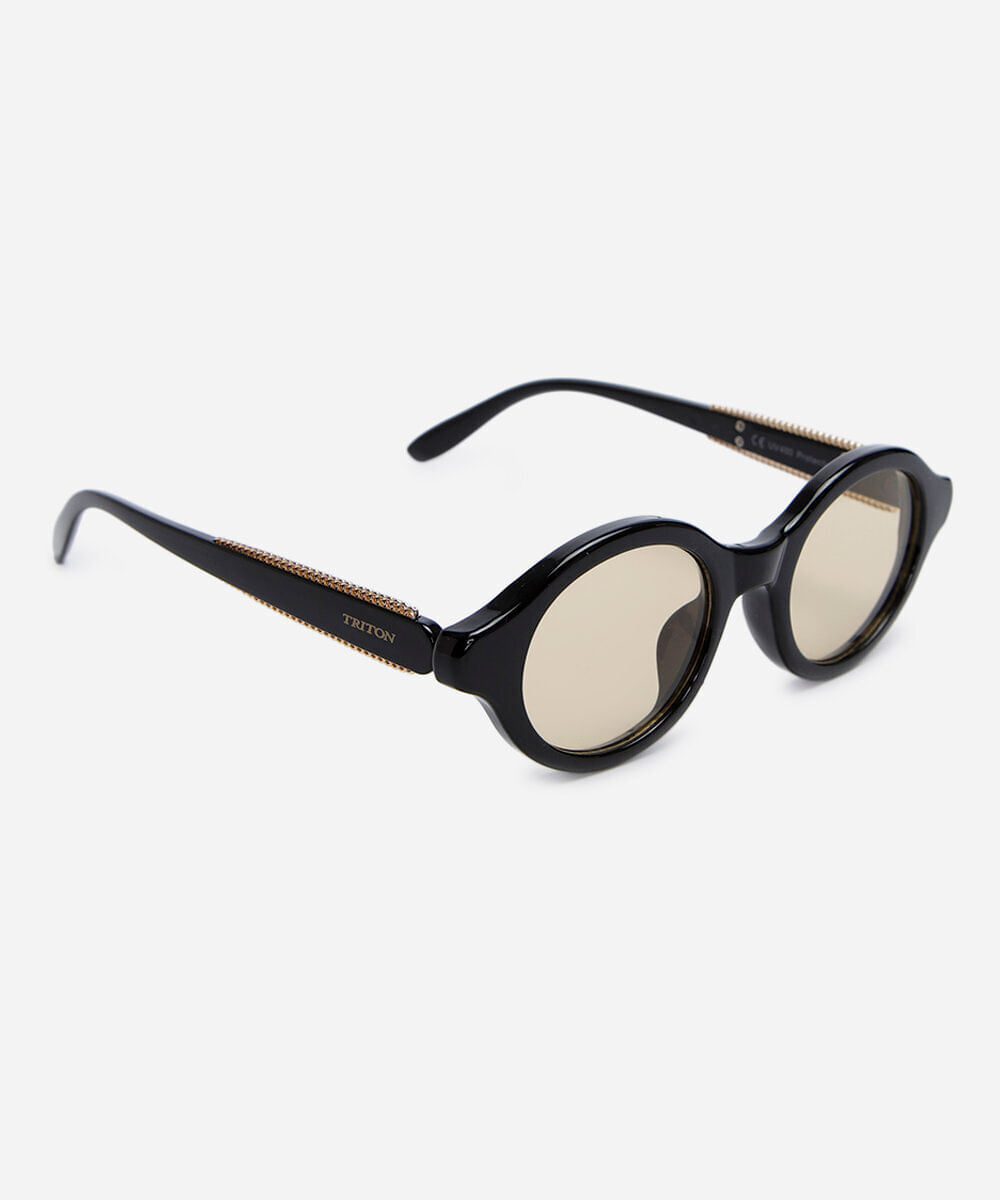 óculos de sol feminino oval de acetato triton preto
