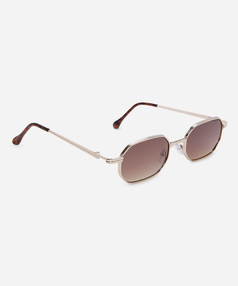óculos de sol feminino oval de metal triton dourado