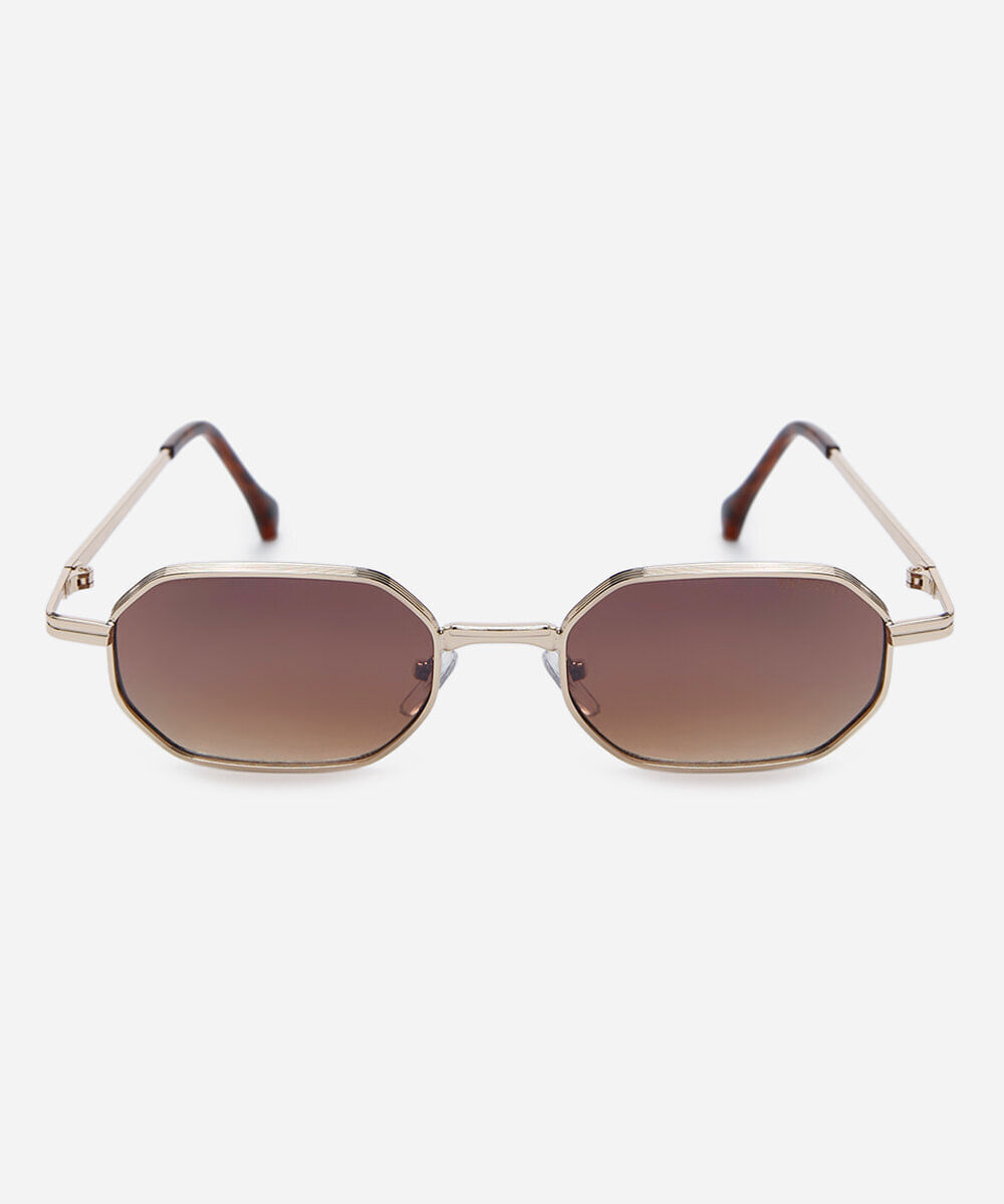óculos de sol feminino oval de metal triton dourado