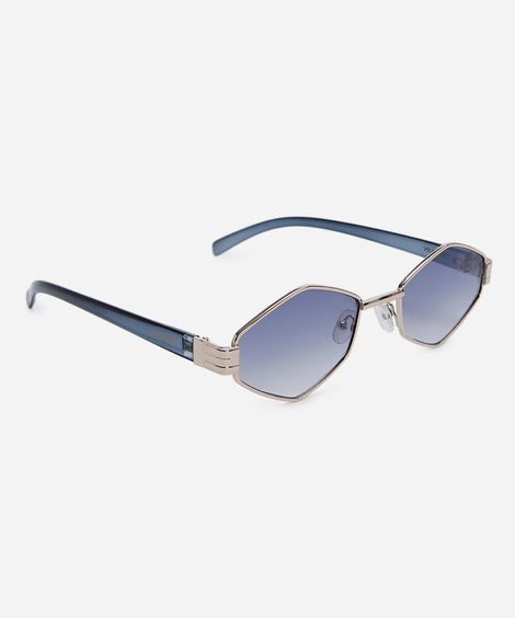 óculos de sol feminino hexagonal de metal triton dourado