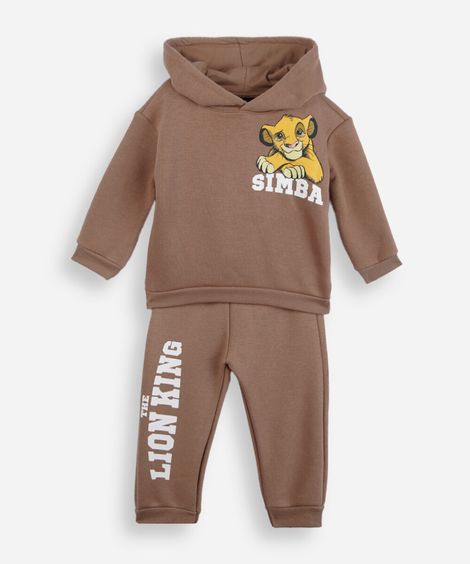 conjunto infantil de moletom simba marrom