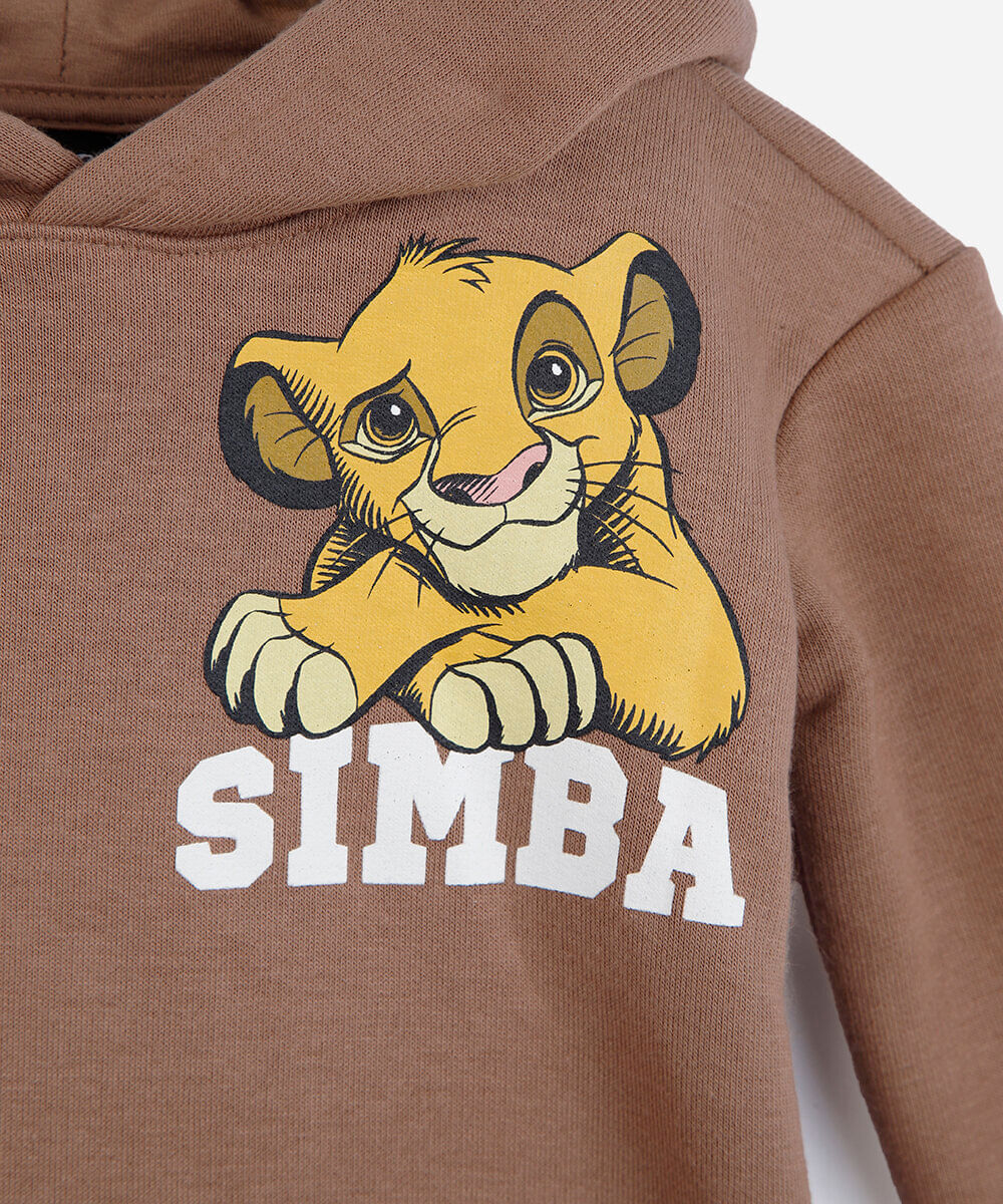 conjunto infantil de moletom simba marrom