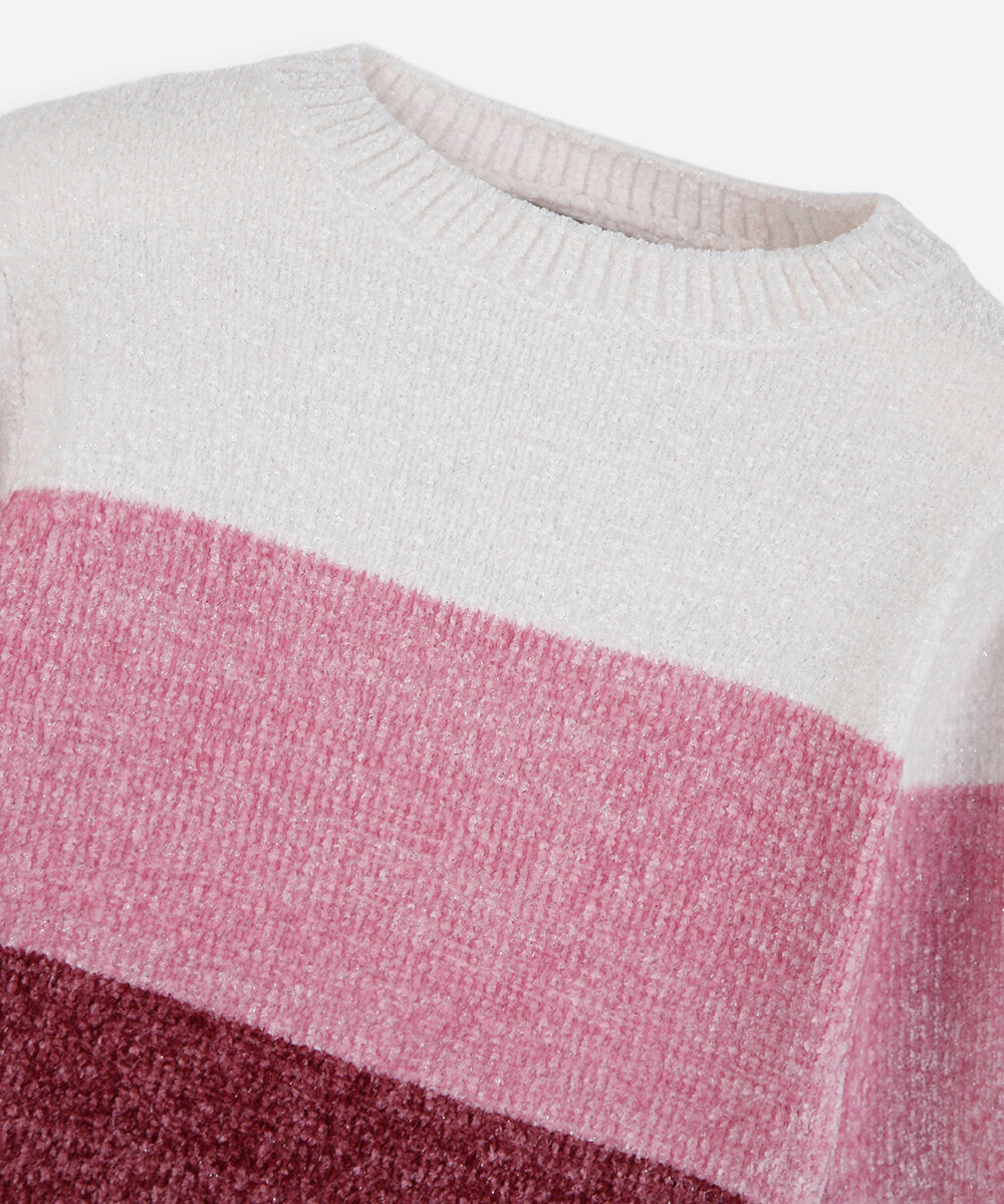 suéter infantil de tricot listrado off white