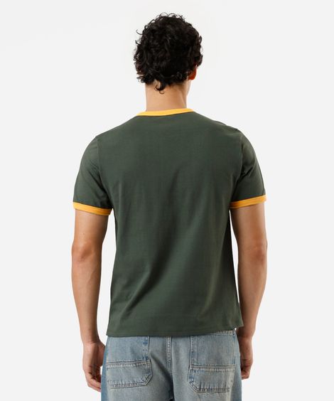 camiseta masculina de algodão brasil bicolor verde