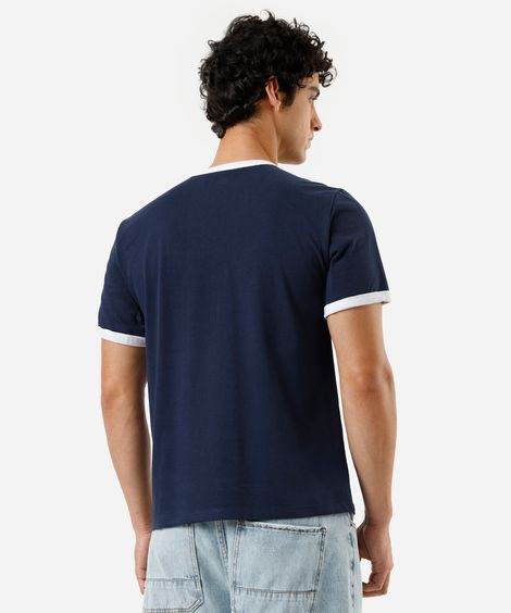 camiseta masculina de algodão brasil bicolor azul