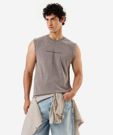 regata machão masculina estampada estonada marrom