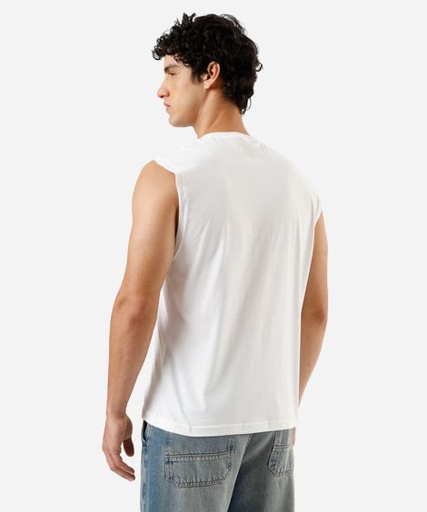 regata machão masculina de algodão estampada off white