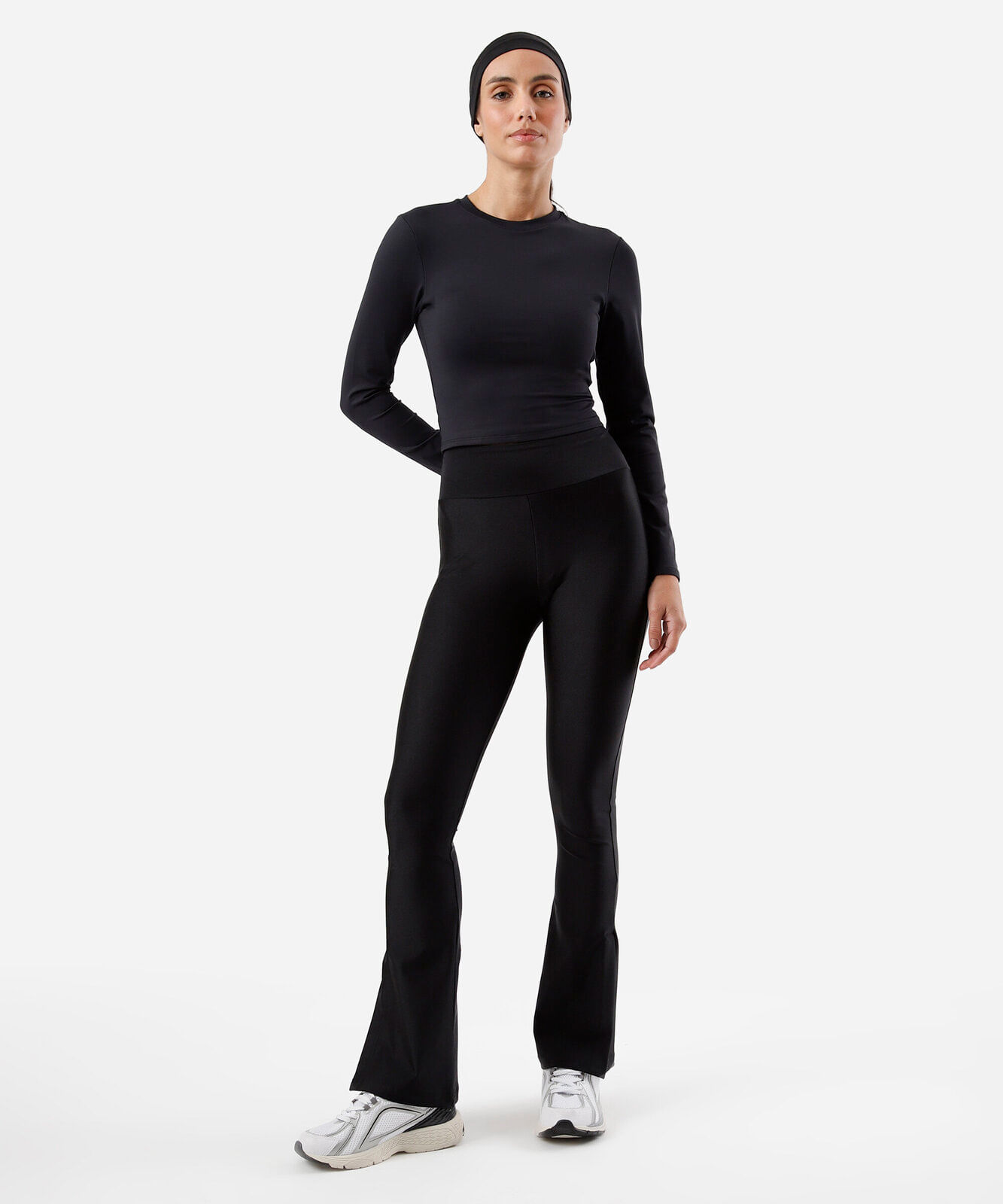cropped  feminino de poliamida manga longa preto
