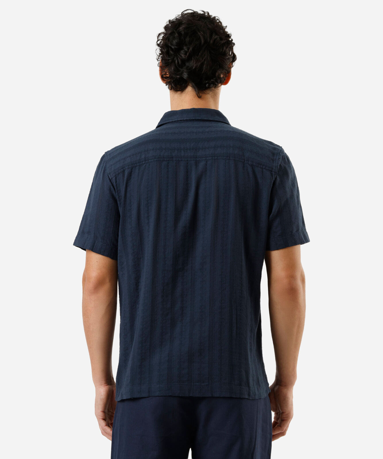 camisa masculina algodão manga curta - azul marinho