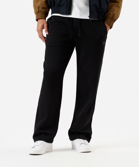 calça wide leg masculina de moletom cós elástico preta