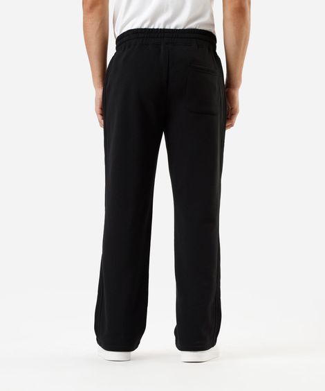 calça wide leg masculina de moletom cós elástico preta