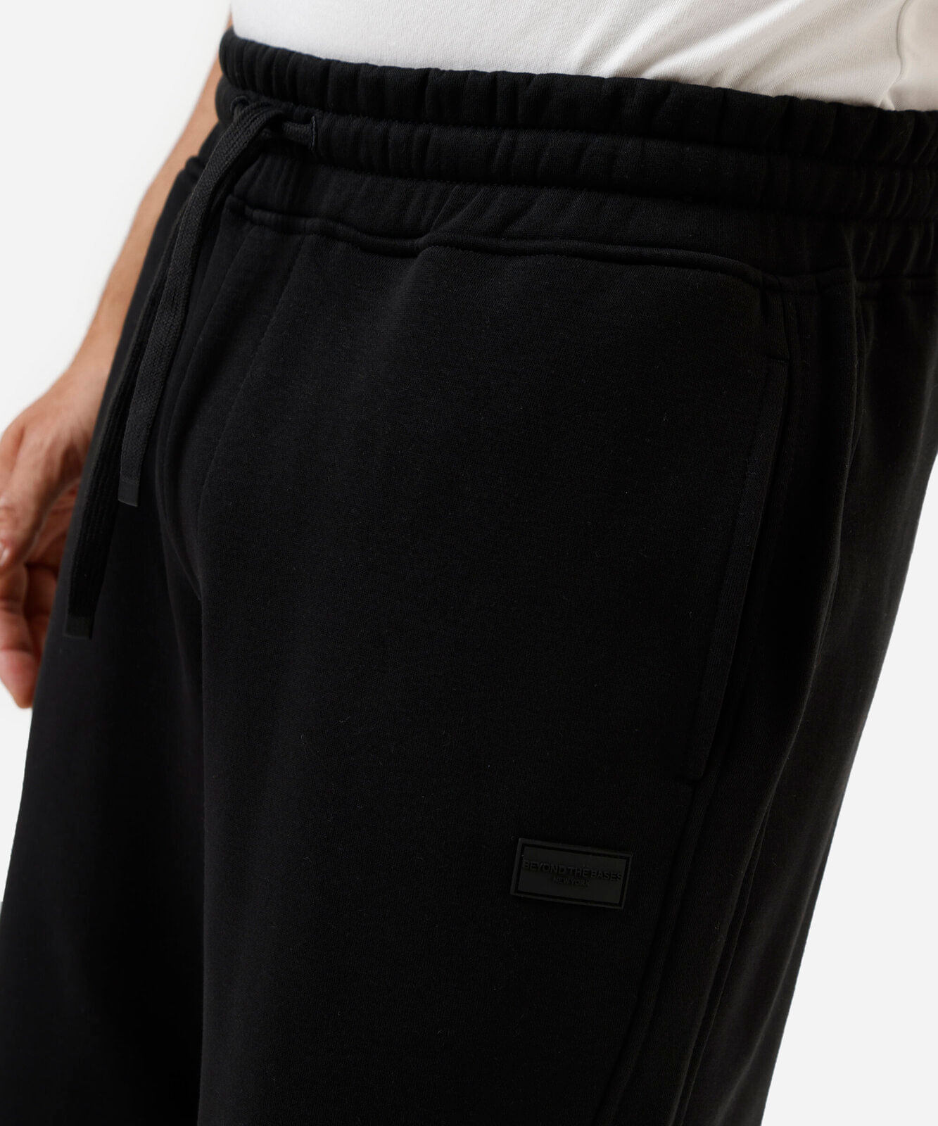 calça wide leg masculina de moletom cós elástico preta