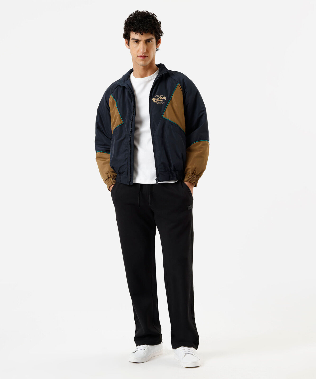 calça wide leg masculina de moletom cós elástico preta