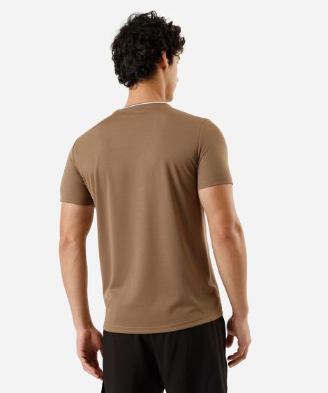 camiseta masculina esportiva manga curta bege