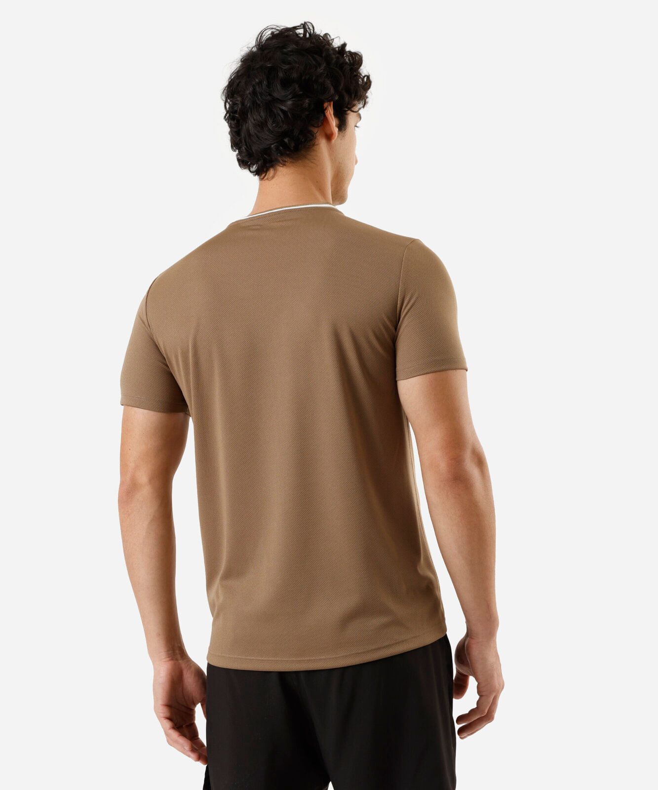 camiseta masculina esportiva manga curta bege