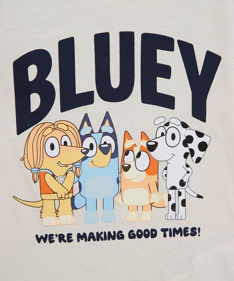 conjunto infantil curto de algodão bluey bege