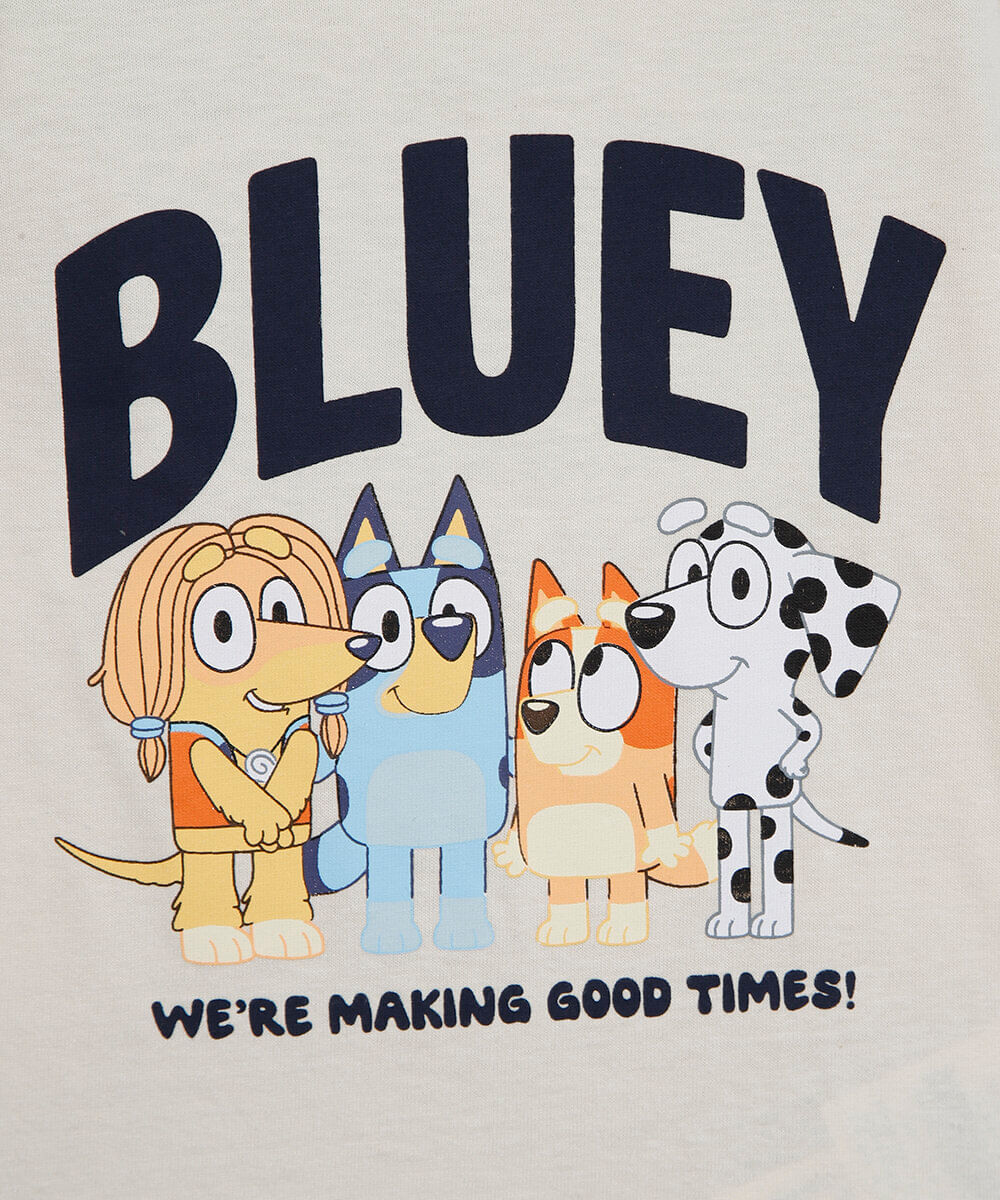 conjunto infantil curto de algodão bluey bege